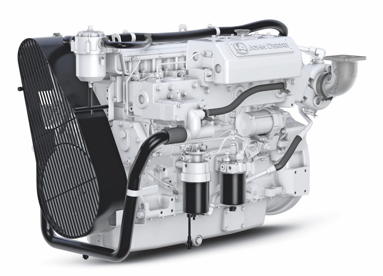 En 6068 AFM85 marinemotor fra Nogva på hvit bakgrunn