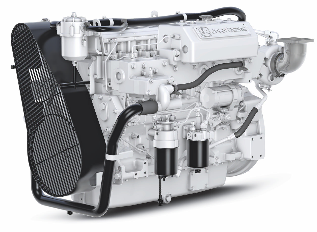 En 6068 AFM85 marinemotor fra Nogva på hvit bakgrunn