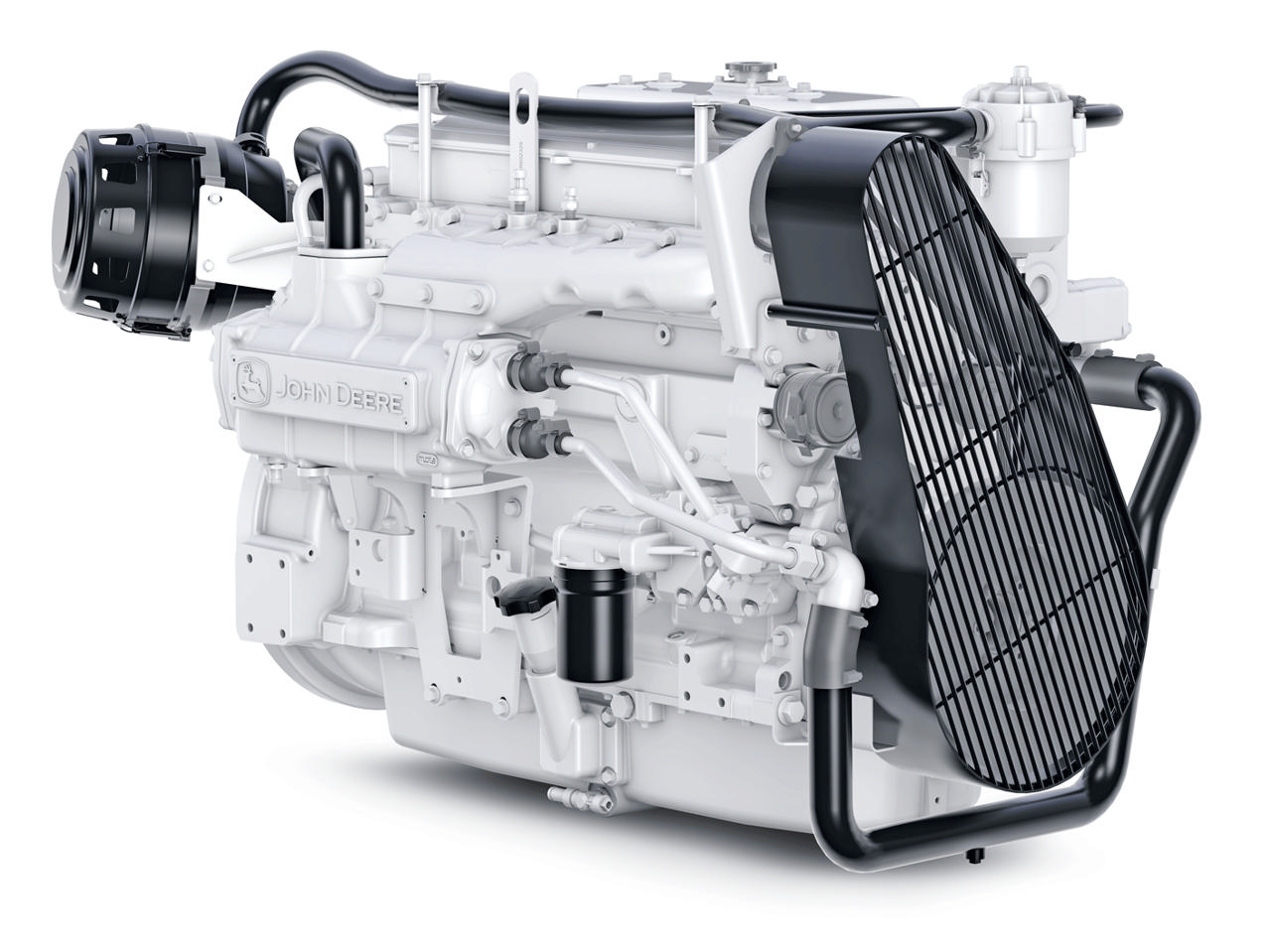 En 6068 AFM85 marinemotor fra Nogva på hvit bakgrunn