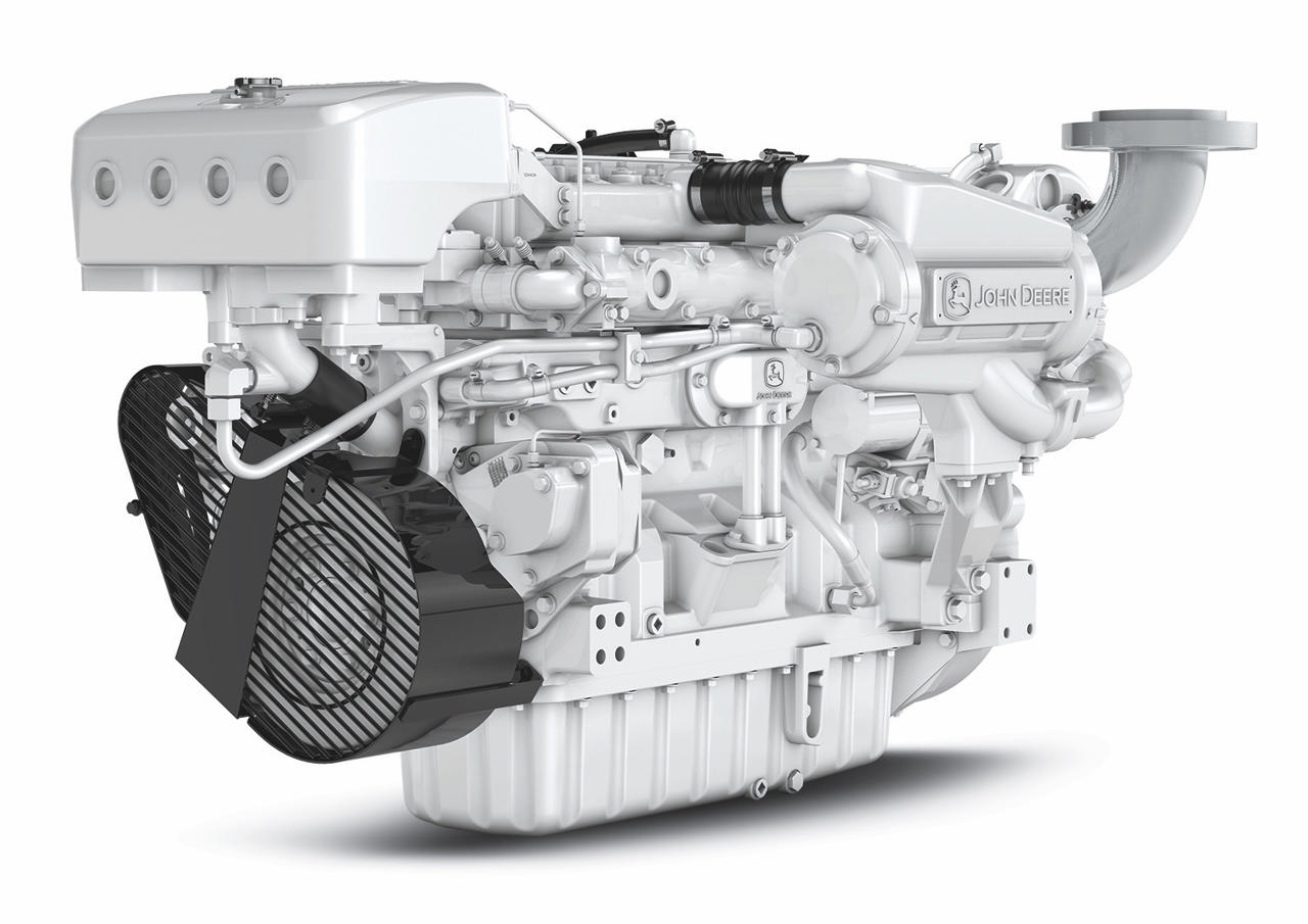 En 6090 AFM85 marinemotor fra Nogva på hvit bakgrunn