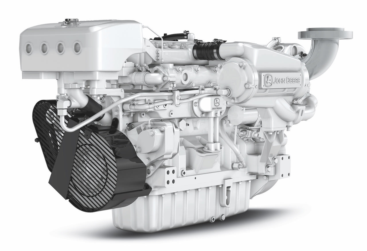 En 6090 AFM85 marinemotor fra Nogva på hvit bakgrunn