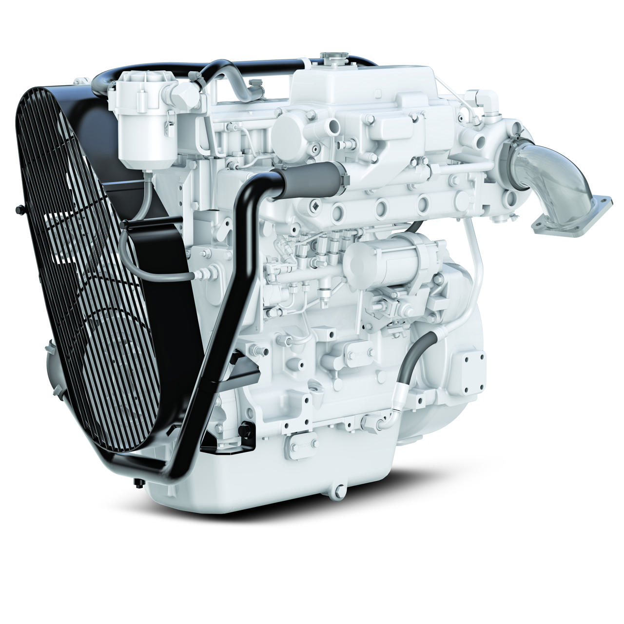 En 4045 TFM50 marineaggregat fra Nogva på hvit bakgrunn