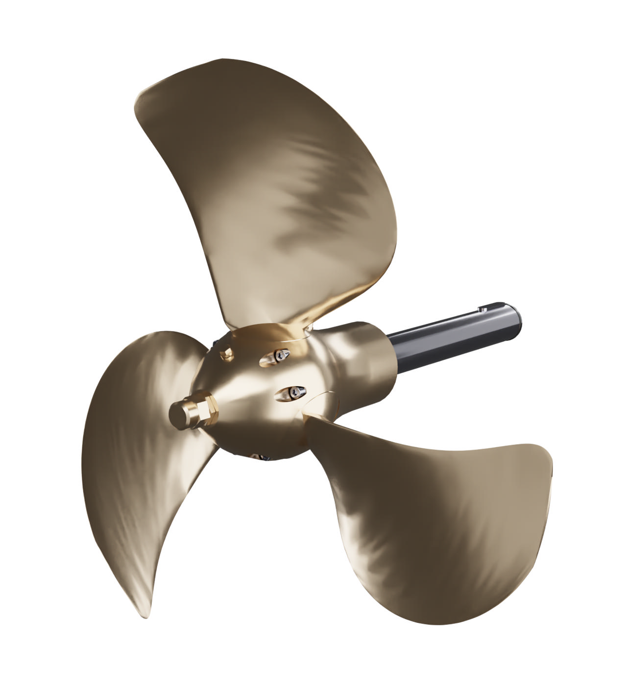 En N-160/65 propeller fra Nogva på hvit bakgrunn