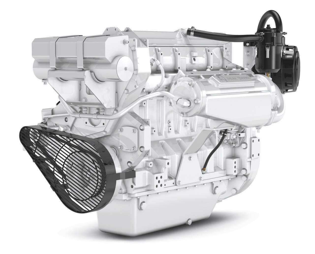 En 6135 AFM85 marinemotor fra Nogva på hvit bakgrunn